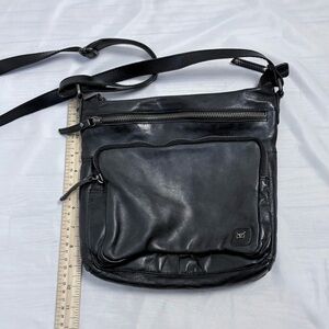 Elegant Black Leather Messenger Bag Crossbody